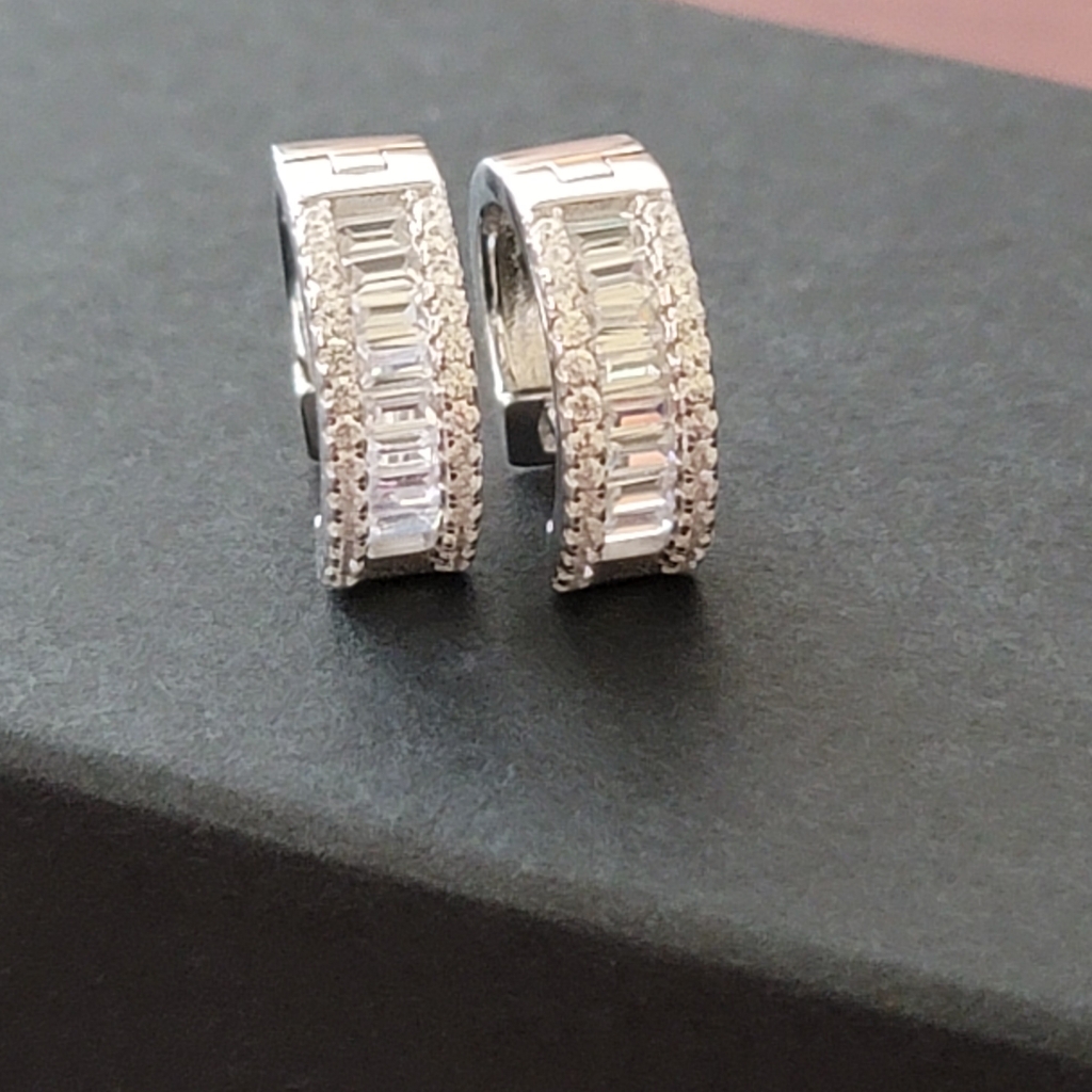 925 Sterling Silver Clear Cz Earrings